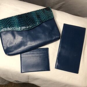 VENIZIA blue/green genuine leather wallet with check book holder & card holder.